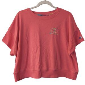Women's Champion Pink Short  Sleeve Sweatshirt Size Large